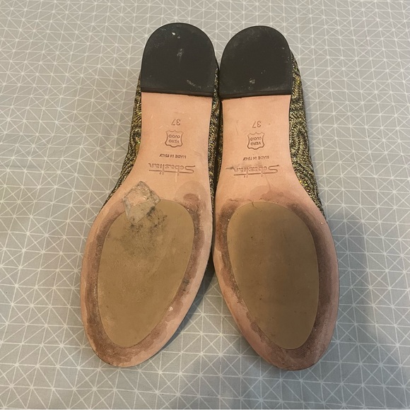 Sebastian Metallic Sparkle Embroidered Flats 37 - Picture 7 of 7